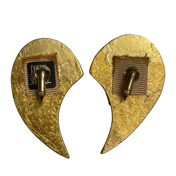 Rafael Sanchez Gold Crescent Style Earrings - Picture 3 of 3